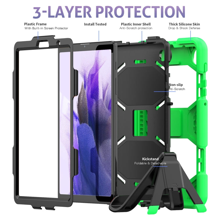 For Samsung Galaxy A7 Lite 8.7 2021 T220 / T225 Shockproof Colorful Silicon + PC Protective Case with Holder & Pen Slot(Green) - Tab A7 Lite T220 / T225 by buy2fix | Online Shopping UK | buy2fix