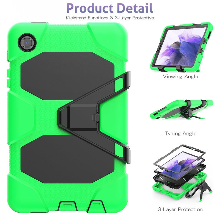 For Samsung Galaxy A7 Lite 8.7 2021 T220 / T225 Shockproof Colorful Silicon + PC Protective Case with Holder & Pen Slot(Green) - Tab A7 Lite T220 / T225 by buy2fix | Online Shopping UK | buy2fix