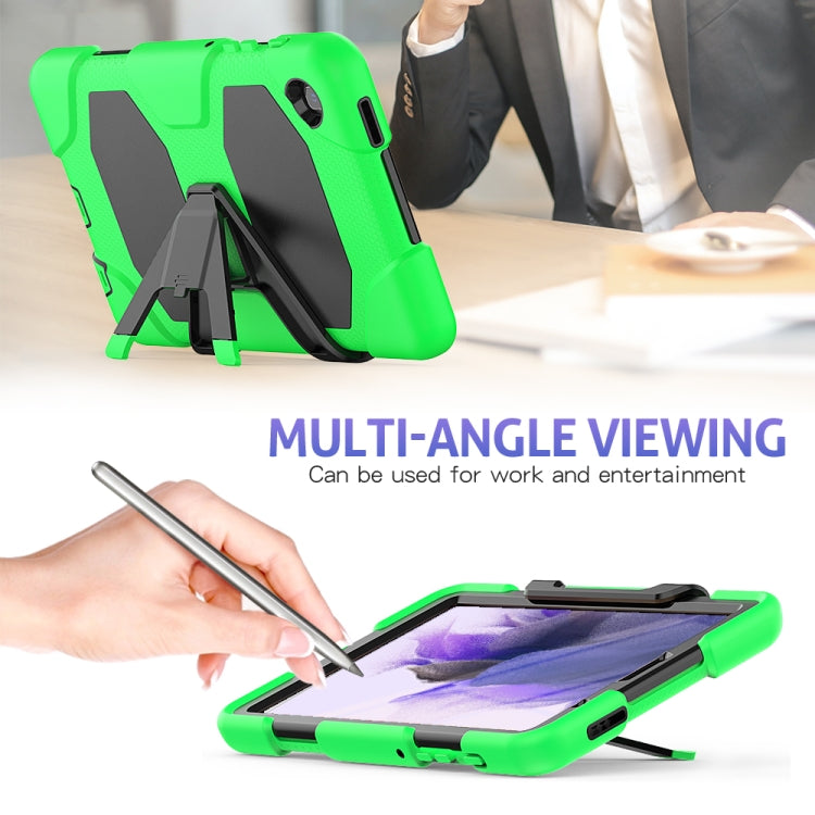 For Samsung Galaxy A7 Lite 8.7 2021 T220 / T225 Shockproof Colorful Silicon + PC Protective Case with Holder & Pen Slot(Green) - Tab A7 Lite T220 / T225 by buy2fix | Online Shopping UK | buy2fix