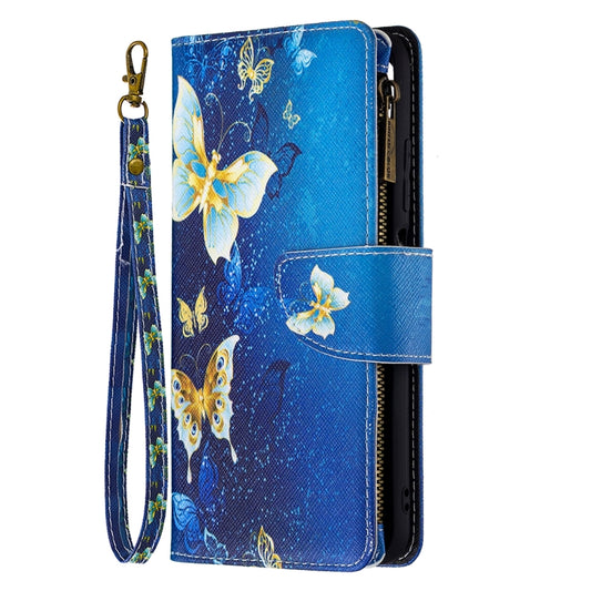 For Xiaomi Poco M3 Pro / Redmi Note 10 5G Colored Drawing Pattern Zipper Horizontal Flip Leather Case with Holder & Card Slots & Wallet(Gold Butterfly) - Xiaomi Cases by buy2fix | Online Shopping UK | buy2fix
