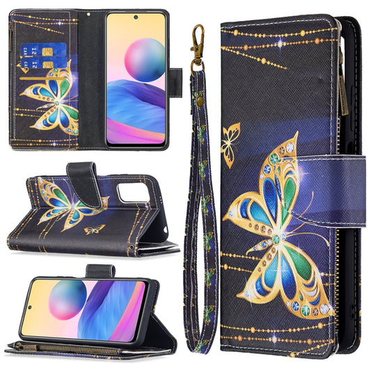 For Xiaomi Poco M3 Pro / Redmi Note 10 5G Colored Drawing Pattern Zipper Horizontal Flip Leather Case with Holder & Card Slots & Wallet(Big Butterfly) - Xiaomi Cases by buy2fix | Online Shopping UK | buy2fix