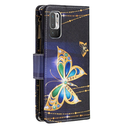 For Xiaomi Poco M3 Pro / Redmi Note 10 5G Colored Drawing Pattern Zipper Horizontal Flip Leather Case with Holder & Card Slots & Wallet(Big Butterfly) - Xiaomi Cases by buy2fix | Online Shopping UK | buy2fix