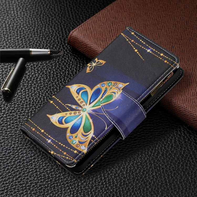 For Xiaomi Poco M3 Pro / Redmi Note 10 5G Colored Drawing Pattern Zipper Horizontal Flip Leather Case with Holder & Card Slots & Wallet(Big Butterfly) - Xiaomi Cases by buy2fix | Online Shopping UK | buy2fix