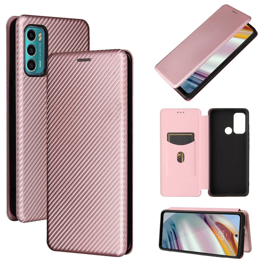 For Motorola Moto G60 / G40 Fusion Carbon Fiber Texture Horizontal Flip TPU + PC + PU Leather Case with Card Slot(Pink)