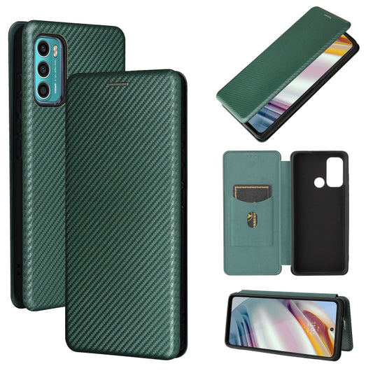 For Motorola Moto G60 / G40 Fusion Carbon Fiber Texture Horizontal Flip TPU + PC + PU Leather Case with Card Slot(Green) - Motorola Cases by buy2fix | Online Shopping UK | buy2fix