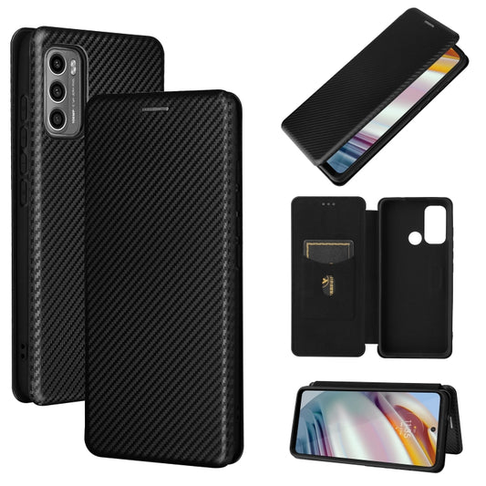 For Motorola Moto G60 / G40 Fusion Carbon Fiber Texture Horizontal Flip TPU + PC + PU Leather Case with Card Slot(Black) - Motorola Cases by buy2fix | Online Shopping UK | buy2fix