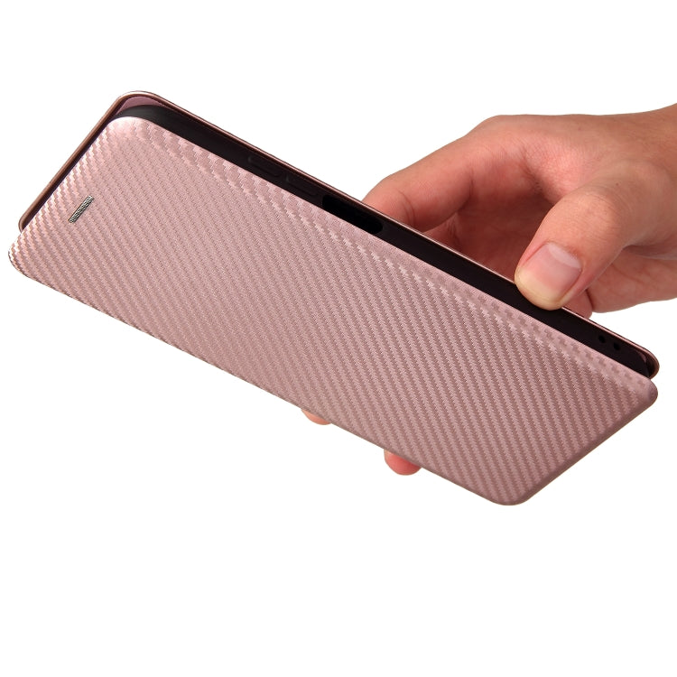 For Nokia X10 Carbon Fiber Texture Horizontal Flip TPU + PC + PU Leather Case with Card Slot(Pink) by buy2fix