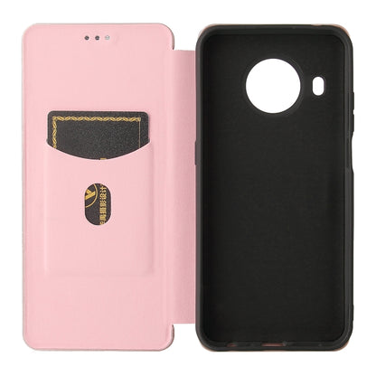 For Nokia X10 Carbon Fiber Texture Horizontal Flip TPU + PC + PU Leather Case with Card Slot(Pink) by buy2fix