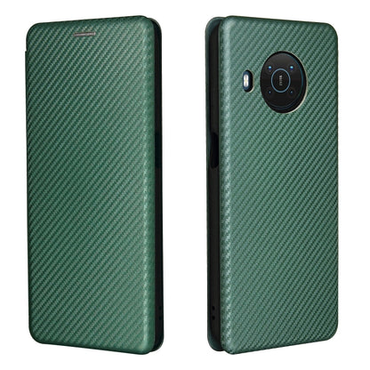 For Nokia X10 Carbon Fiber Texture Horizontal Flip TPU + PC + PU Leather Case with Card Slot(Green) - Nokia Cases by buy2fix | Online Shopping UK | buy2fix