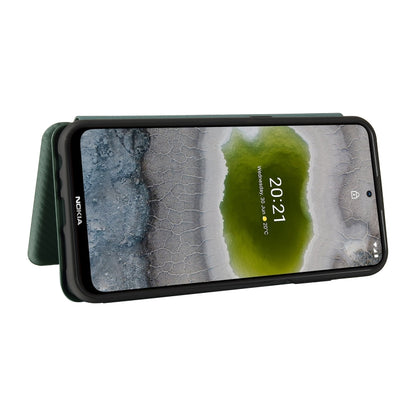 For Nokia X10 Carbon Fiber Texture Horizontal Flip TPU + PC + PU Leather Case with Card Slot(Green) - Nokia Cases by buy2fix | Online Shopping UK | buy2fix