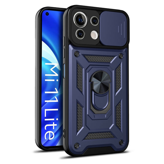 For Xiaomi Mi 11 Lite 5G/4G Sliding Camera Cover Design TPU+PC Protective Case(Blue) - Xiaomi Cases by buy2fix | Online Shopping UK | buy2fix