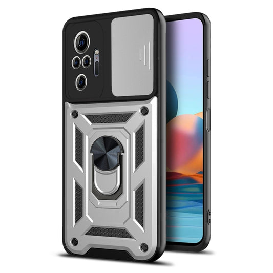 For Xiaomi Redmi Note 10 Pro Sliding Camera Cover Design TPU+PC Protective Case(Silver) - Xiaomi Cases by buy2fix | Online Shopping UK | buy2fix