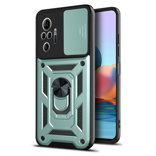 For Xiaomi Redmi Note 10 Pro Sliding Camera Cover Design TPU+PC Protective Case(Dark Green) - Xiaomi Cases by buy2fix | Online Shopping UK | buy2fix
