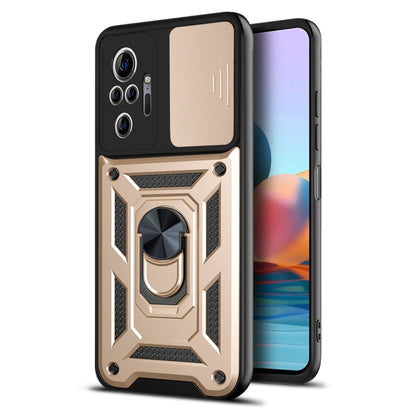 For Xiaomi Redmi Note 10 Pro Sliding Camera Cover Design TPU+PC Protective Case(Gold) by buy2fix