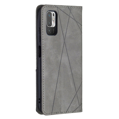 For Xiaomi Poco M3 Pro / Redmi Note 10 5G Rhombus Texture Horizontal Flip Magnetic Leather Case with Holder & Card Slots(Grey) - Xiaomi Cases by buy2fix | Online Shopping UK | buy2fix