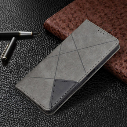 For Xiaomi Poco M3 Pro / Redmi Note 10 5G Rhombus Texture Horizontal Flip Magnetic Leather Case with Holder & Card Slots(Grey) - Xiaomi Cases by buy2fix | Online Shopping UK | buy2fix