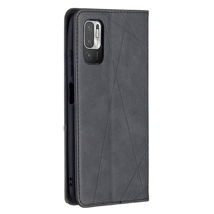 For Xiaomi Poco M3 Pro / Redmi Note 10 5G Rhombus Texture Horizontal Flip Magnetic Leather Case with Holder & Card Slots(Black) - Xiaomi Cases by buy2fix | Online Shopping UK | buy2fix