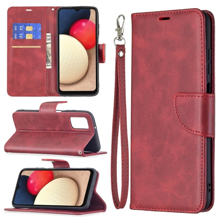 For Samsung Galaxy A03s 164mm Retro Lambskin Texture Pure Color Horizontal Flip PU Leather Case with Holder & Card Slots & Wallet & Lanyard(Red) by buy2fix