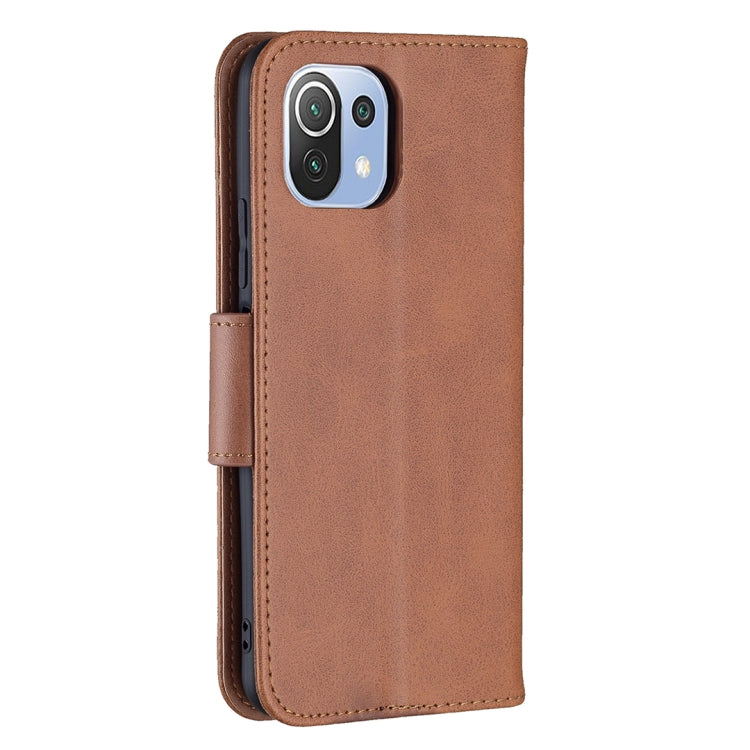 For Xiaomi Mi 11 Lite Retro Lambskin Texture Pure Color Horizontal Flip PU Leather Case with Holder & Card Slots & Wallet & Lanyard(Brown) - Xiaomi Cases by buy2fix | Online Shopping UK | buy2fix