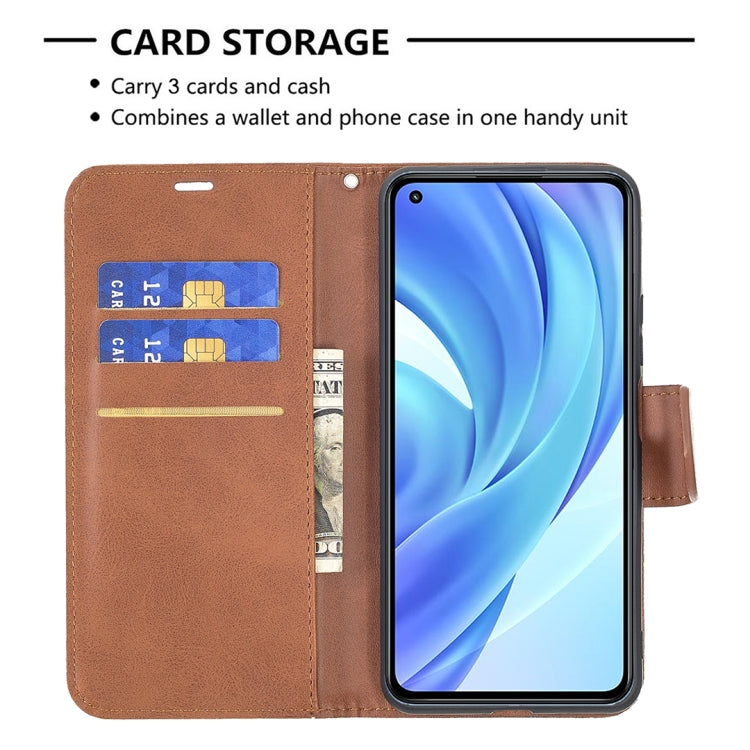For Xiaomi Mi 11 Lite Retro Lambskin Texture Pure Color Horizontal Flip PU Leather Case with Holder & Card Slots & Wallet & Lanyard(Brown) - Xiaomi Cases by buy2fix | Online Shopping UK | buy2fix