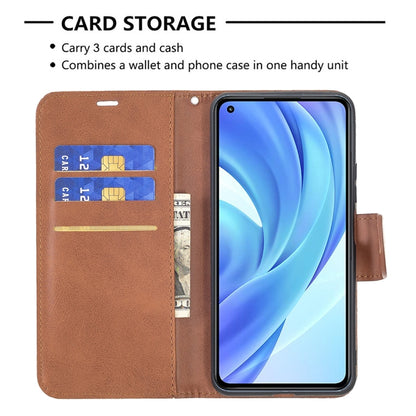 For Xiaomi Mi 11 Lite Retro Lambskin Texture Pure Color Horizontal Flip PU Leather Case with Holder & Card Slots & Wallet & Lanyard(Brown) - Xiaomi Cases by buy2fix | Online Shopping UK | buy2fix