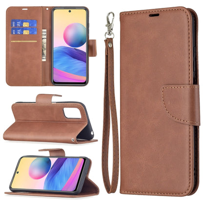 For Xiaomi Poco M3 Pro / Redmi Note 10 5G Retro Lambskin Texture Pure Color Horizontal Flip PU Leather Case with Holder & Card Slots & Wallet & Lanyard(Brown) - Xiaomi Cases by buy2fix | Online Shopping UK | buy2fix