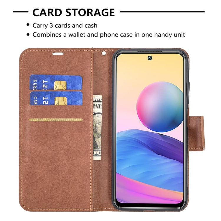 For Xiaomi Poco M3 Pro / Redmi Note 10 5G Retro Lambskin Texture Pure Color Horizontal Flip PU Leather Case with Holder & Card Slots & Wallet & Lanyard(Brown) - Xiaomi Cases by buy2fix | Online Shopping UK | buy2fix