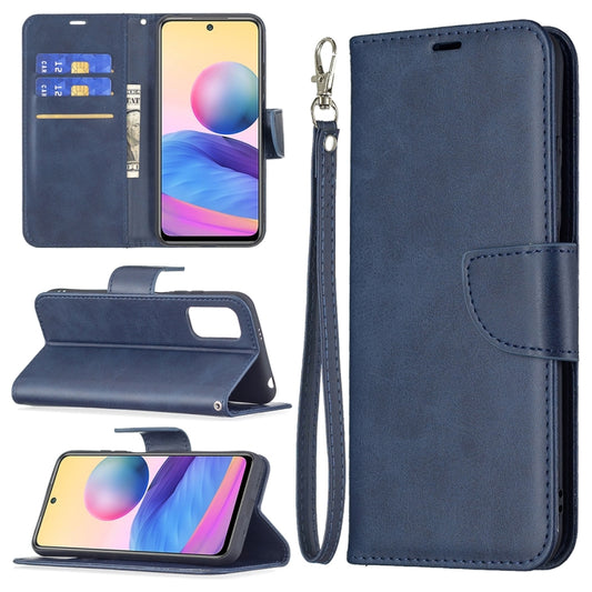 For Xiaomi Poco M3 Pro / Redmi Note 10 5G Retro Lambskin Texture Pure Color Horizontal Flip PU Leather Case with Holder & Card Slots & Wallet & Lanyard(Blue) - Xiaomi Cases by buy2fix | Online Shopping UK | buy2fix