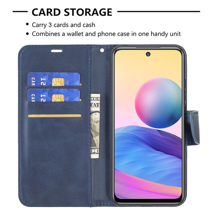 For Xiaomi Poco M3 Pro / Redmi Note 10 5G Retro Lambskin Texture Pure Color Horizontal Flip PU Leather Case with Holder & Card Slots & Wallet & Lanyard(Blue) - Xiaomi Cases by buy2fix | Online Shopping UK | buy2fix