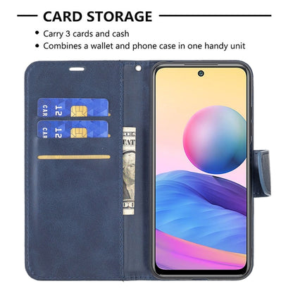 For Xiaomi Poco M3 Pro / Redmi Note 10 5G Retro Lambskin Texture Pure Color Horizontal Flip PU Leather Case with Holder & Card Slots & Wallet & Lanyard(Blue) - Xiaomi Cases by buy2fix | Online Shopping UK | buy2fix
