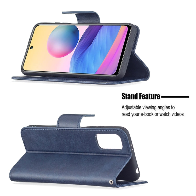 For Xiaomi Poco M3 Pro / Redmi Note 10 5G Retro Lambskin Texture Pure Color Horizontal Flip PU Leather Case with Holder & Card Slots & Wallet & Lanyard(Blue) - Xiaomi Cases by buy2fix | Online Shopping UK | buy2fix