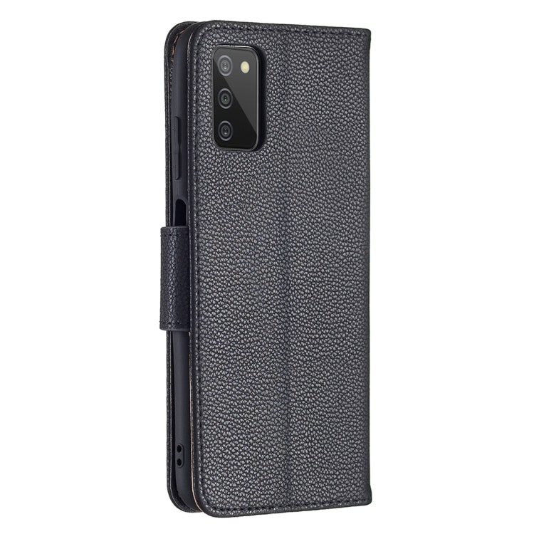For Samsung Galaxy A03s 164mm Litchi Texture Pure Color Horizontal Flip Leather Case with Holder & Card Slots & Wallet & Lanyard(Black) by buy2fix
