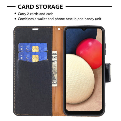 For Samsung Galaxy A03s 164mm Litchi Texture Pure Color Horizontal Flip Leather Case with Holder & Card Slots & Wallet & Lanyard(Black) by buy2fix