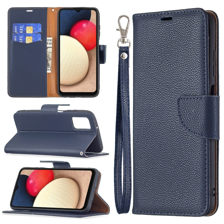 For Samsung Galaxy A03s 164mm Litchi Texture Pure Color Horizontal Flip Leather Case with Holder & Card Slots & Wallet & Lanyard(Dark Blue) by buy2fix