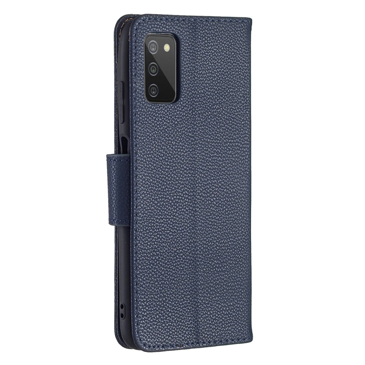 For Samsung Galaxy A03s 164mm Litchi Texture Pure Color Horizontal Flip Leather Case with Holder & Card Slots & Wallet & Lanyard(Dark Blue) by buy2fix