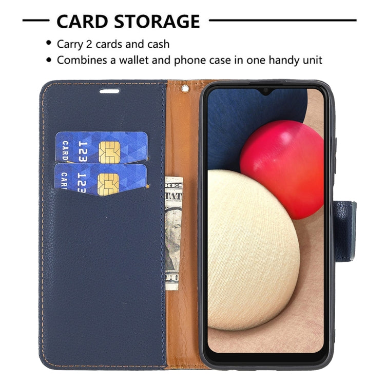 For Samsung Galaxy A03s 164mm Litchi Texture Pure Color Horizontal Flip Leather Case with Holder & Card Slots & Wallet & Lanyard(Dark Blue) by buy2fix