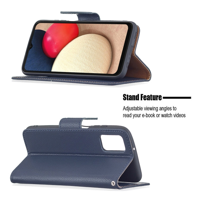 For Samsung Galaxy A03s 164mm Litchi Texture Pure Color Horizontal Flip Leather Case with Holder & Card Slots & Wallet & Lanyard(Dark Blue) by buy2fix
