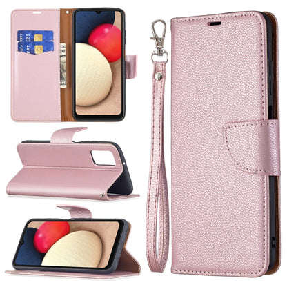 For Samsung Galaxy A03s 164mm Litchi Texture Pure Color Horizontal Flip Leather Case with Holder & Card Slots & Wallet & Lanyard(Rose Gold) by buy2fix