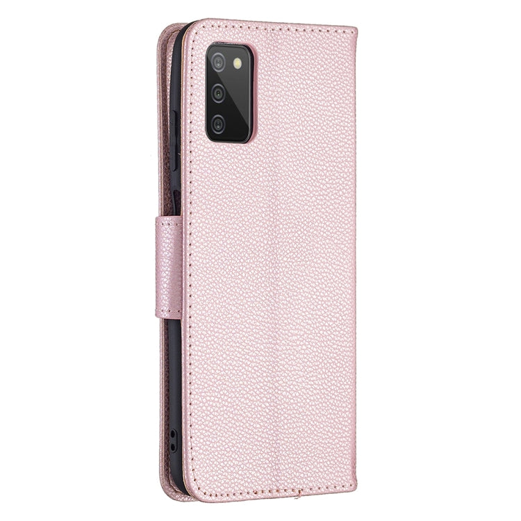 For Samsung Galaxy A03s 164mm Litchi Texture Pure Color Horizontal Flip Leather Case with Holder & Card Slots & Wallet & Lanyard(Rose Gold) by buy2fix
