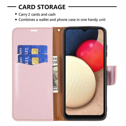 For Samsung Galaxy A03s 164mm Litchi Texture Pure Color Horizontal Flip Leather Case with Holder & Card Slots & Wallet & Lanyard(Rose Gold) by buy2fix