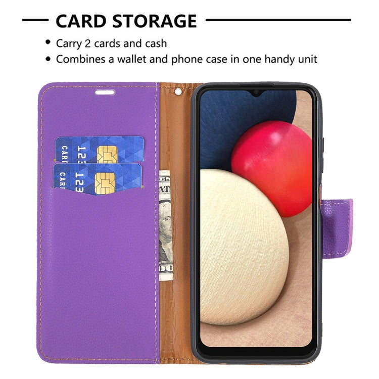 For Samsung Galaxy A03s 164mm Litchi Texture Pure Color Horizontal Flip Leather Case with Holder & Card Slots & Wallet & Lanyard(Purple) by buy2fix