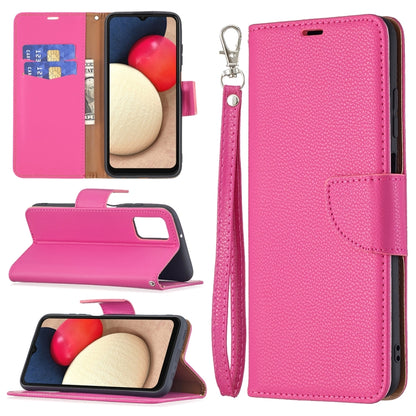 For Samsung Galaxy A03s 164mm Litchi Texture Pure Color Horizontal Flip Leather Case with Holder & Card Slots & Wallet & Lanyard(Rose Red) by buy2fix