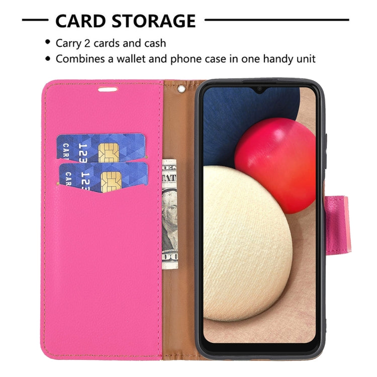 For Samsung Galaxy A03s 164mm Litchi Texture Pure Color Horizontal Flip Leather Case with Holder & Card Slots & Wallet & Lanyard(Rose Red) by buy2fix