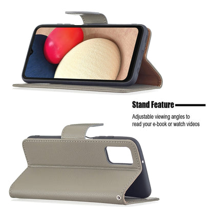 For Samsung Galaxy A03s 164mm Litchi Texture Pure Color Horizontal Flip Leather Case with Holder & Card Slots & Wallet & Lanyard(Grey) by buy2fix