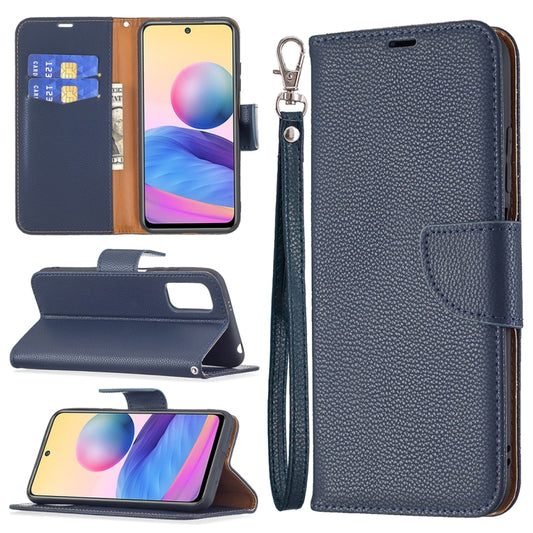 For Xiaomi Poco M3 Pro / Redmi Note 10 5G Litchi Texture Pure Color Horizontal Flip Leather Case with Holder & Card Slots & Wallet & Lanyard(Dark Blue) - Xiaomi Cases by buy2fix | Online Shopping UK | buy2fix