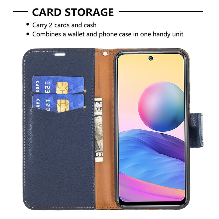 For Xiaomi Poco M3 Pro / Redmi Note 10 5G Litchi Texture Pure Color Horizontal Flip Leather Case with Holder & Card Slots & Wallet & Lanyard(Dark Blue) - Xiaomi Cases by buy2fix | Online Shopping UK | buy2fix