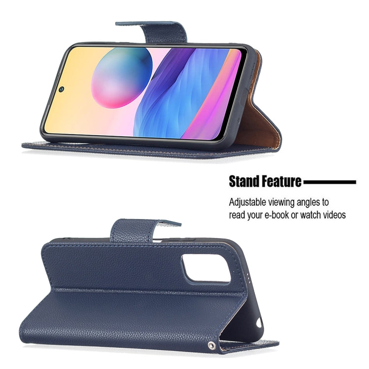 For Xiaomi Poco M3 Pro / Redmi Note 10 5G Litchi Texture Pure Color Horizontal Flip Leather Case with Holder & Card Slots & Wallet & Lanyard(Dark Blue) - Xiaomi Cases by buy2fix | Online Shopping UK | buy2fix