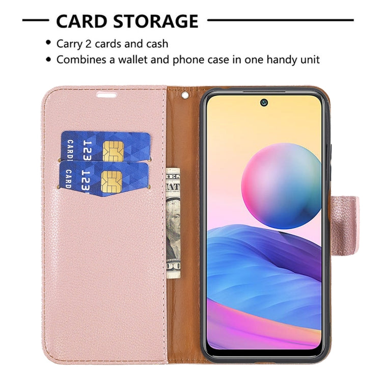 For Xiaomi Poco M3 Pro / Redmi Note 10 5G Litchi Texture Pure Color Horizontal Flip Leather Case with Holder & Card Slots & Wallet & Lanyard(Rose Gold) - Xiaomi Cases by buy2fix | Online Shopping UK | buy2fix