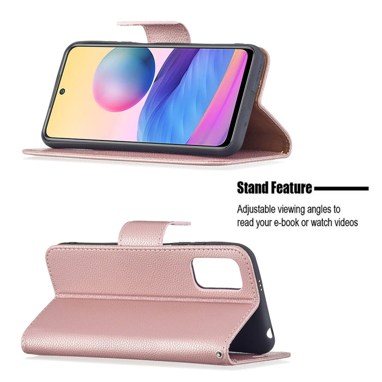 For Xiaomi Poco M3 Pro / Redmi Note 10 5G Litchi Texture Pure Color Horizontal Flip Leather Case with Holder & Card Slots & Wallet & Lanyard(Rose Gold) - Xiaomi Cases by buy2fix | Online Shopping UK | buy2fix