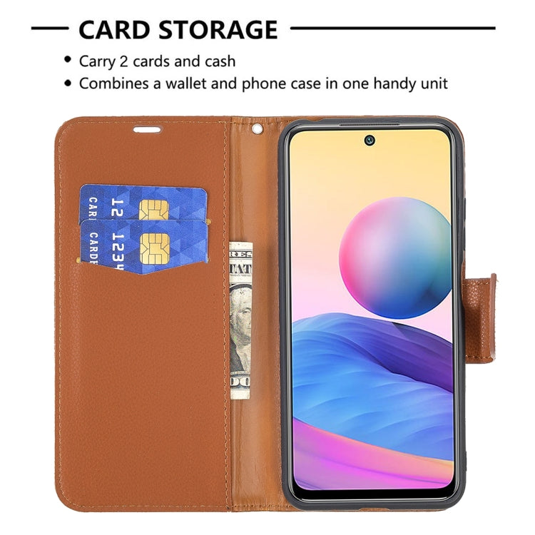 For Xiaomi Poco M3 Pro / Redmi Note 10 5G Litchi Texture Pure Color Horizontal Flip Leather Case with Holder & Card Slots & Wallet & Lanyard(Brown) - Xiaomi Cases by buy2fix | Online Shopping UK | buy2fix